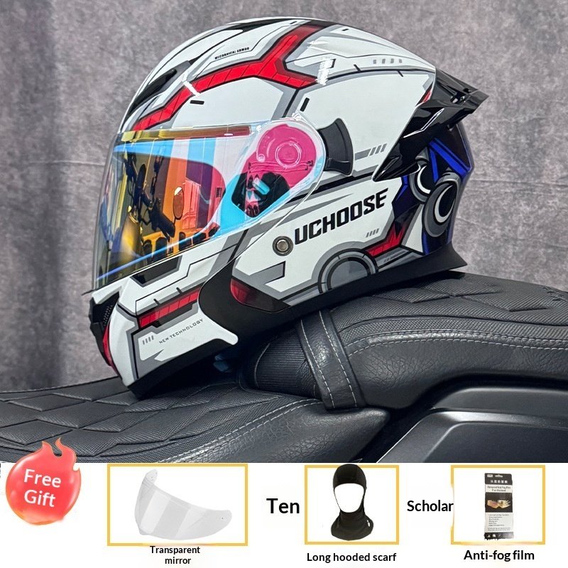 Motorcycle Open-face Helmet Winter All-season Compact Shell Dual Lenses