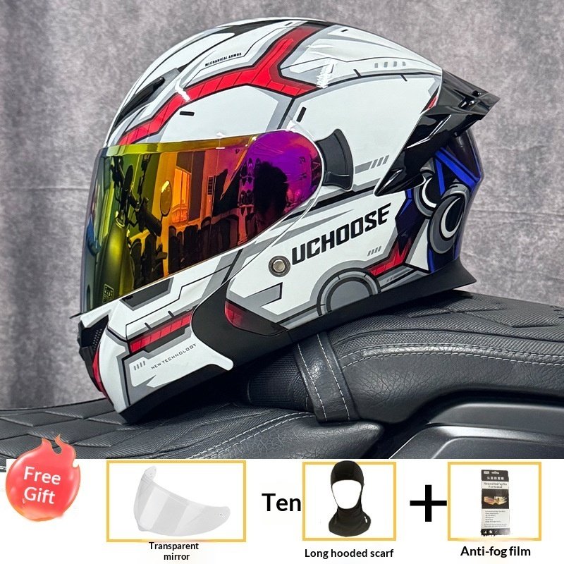 Motorcycle Open-face Helmet Winter All-season Compact Shell Dual Lenses - Image 3